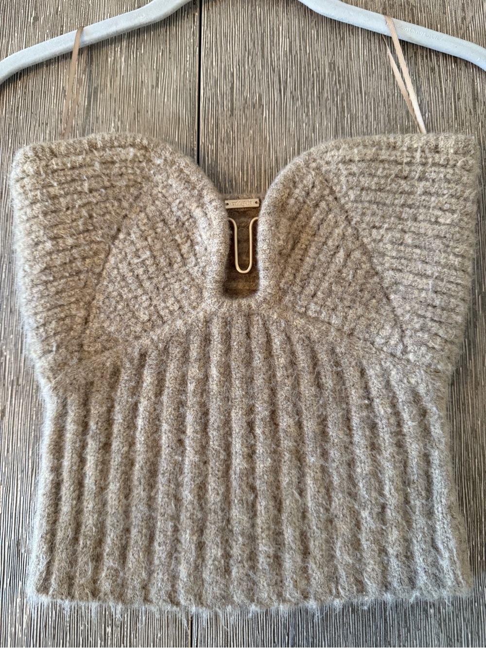 cult gaia Beige Strapless Knit Bustier Top - Picture 3 of 7